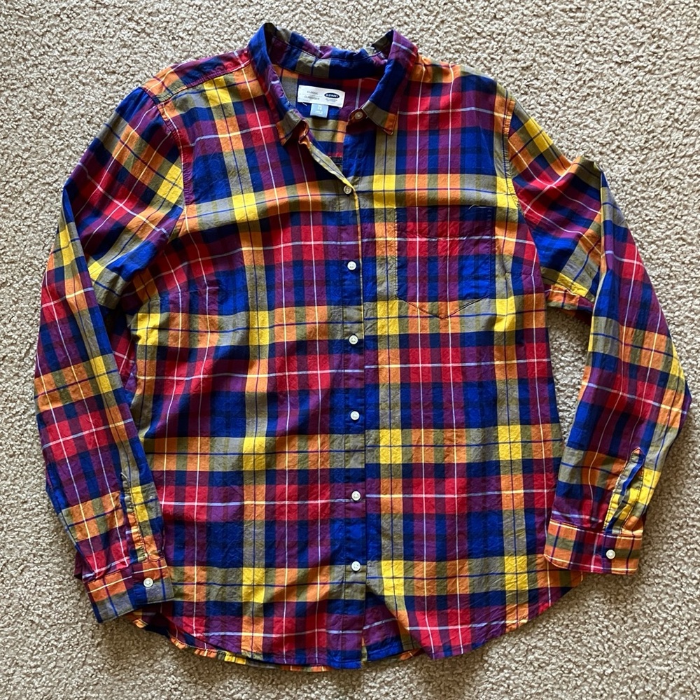 Old Navy Women’s Plaid Button Down Top Size XL